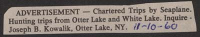 kowalik joseph b chartered seaplane trips