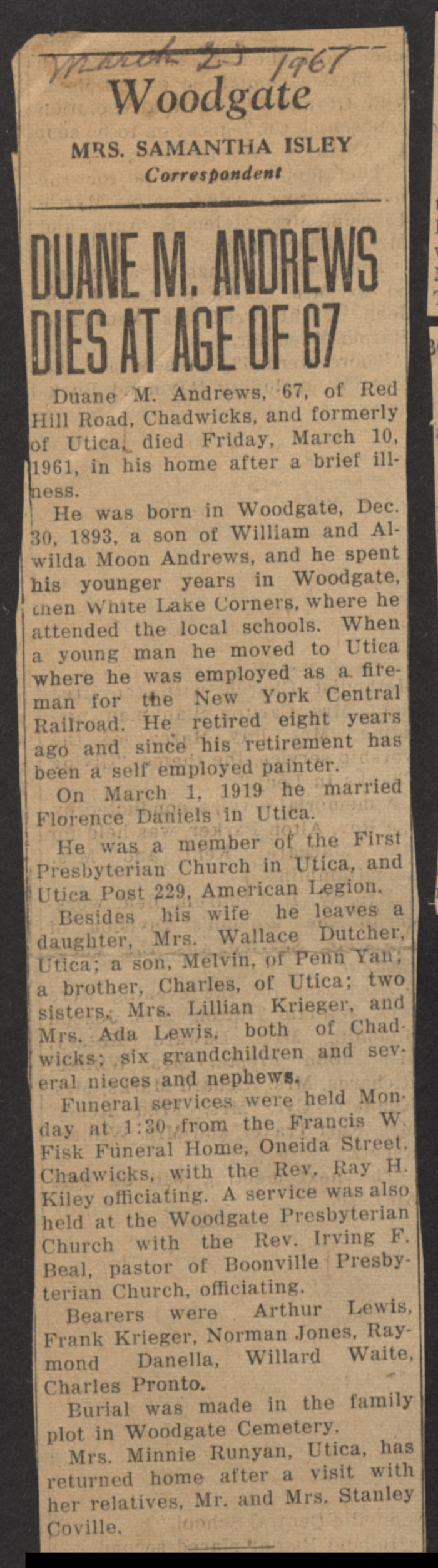 andrews duane m obit