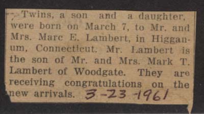 lambert marc e twins birth announcement