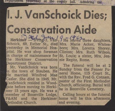 vanshoick irving j obit