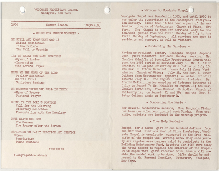 woodgate protestant chapel program text