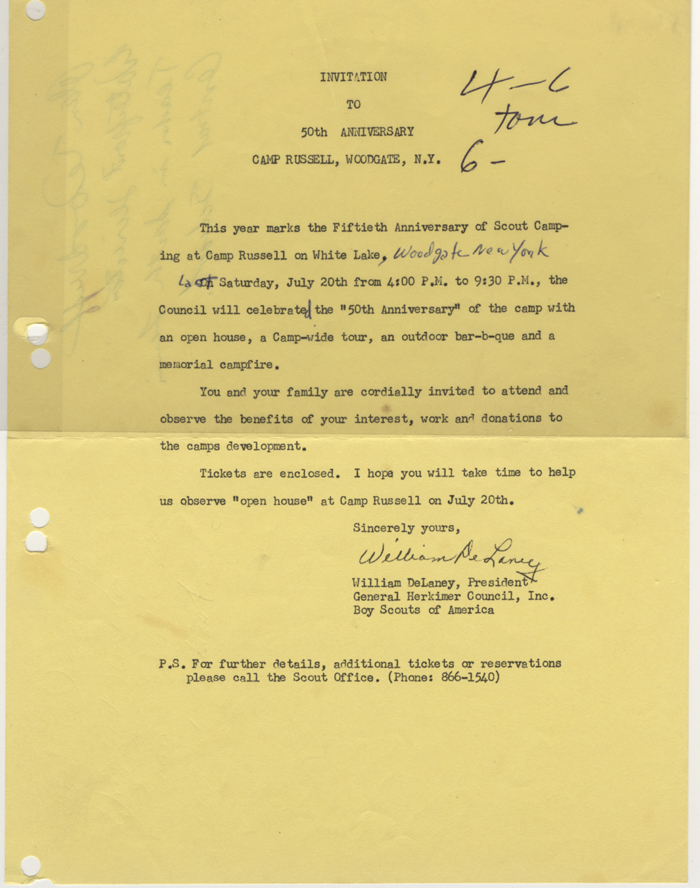 camp russell 50th anniversary invitation