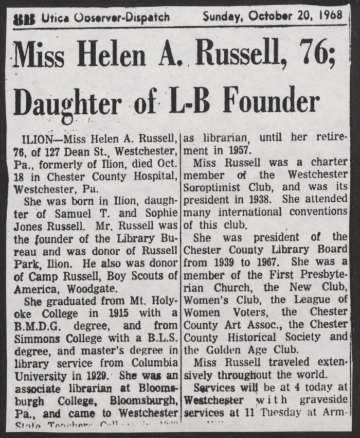 russell helen a obit