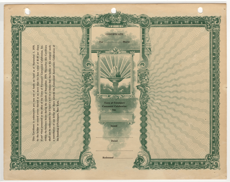 forestport centennial stock certificate john isley back