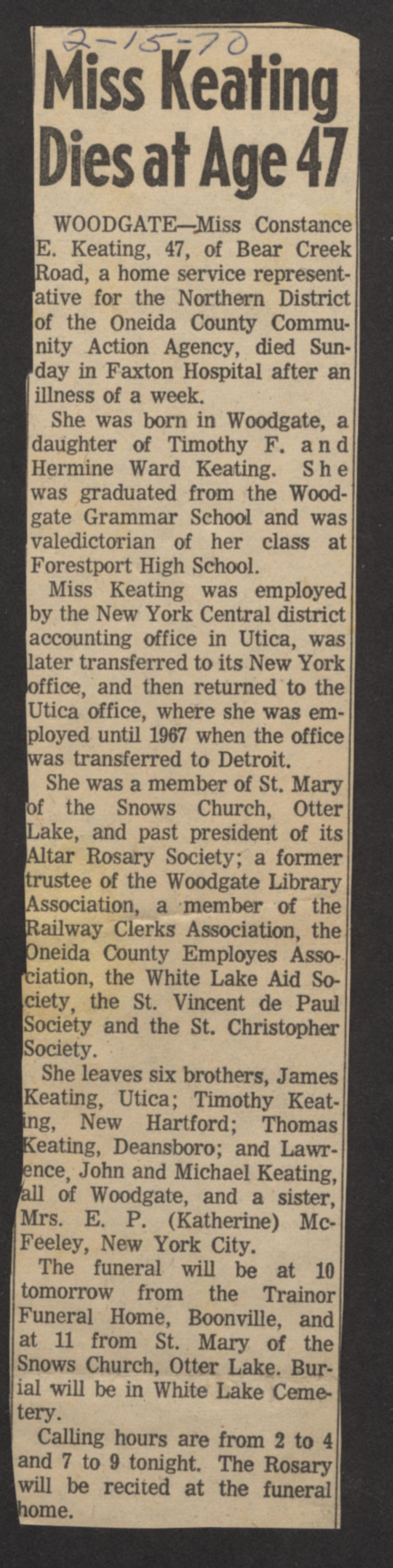 keating constance e obit