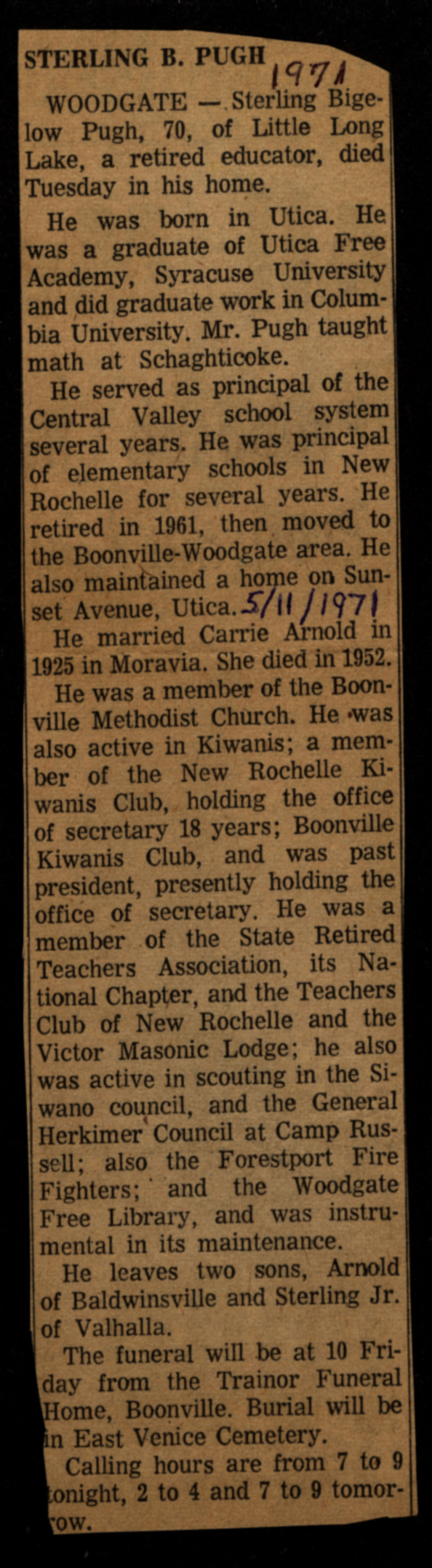 pugh sterling bigelow obit