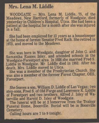 liddle lena m obit