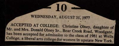 olney christine accepted at college