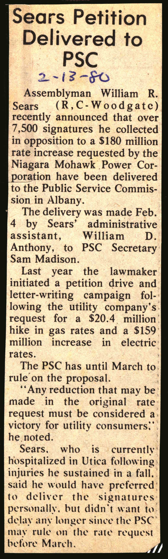 sears petition delivered to psc february 13 1980