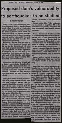 proposed dams vulnerability to quakes to be studied june 9 1980