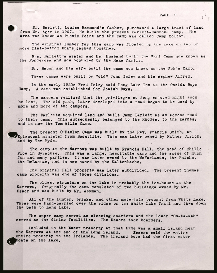 little long lake campers assoc 1st annual meeting notes august 25 1984 page 2