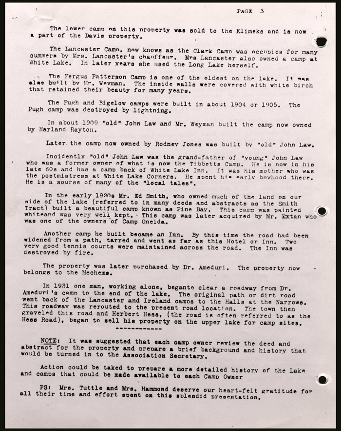 little long lake campers assoc 1st annual meeting notes august 25 1984 page 3