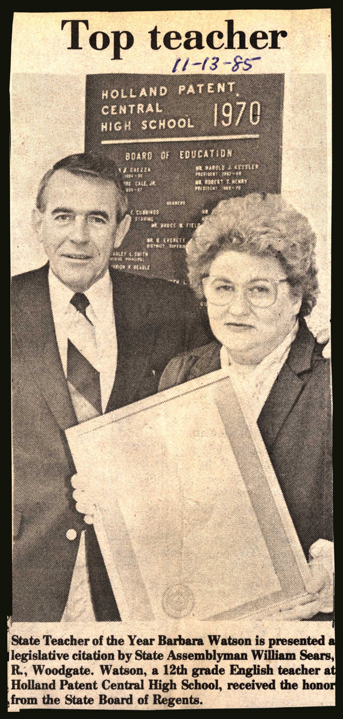sears presents barbara watson teacher of the year award november 13 1985