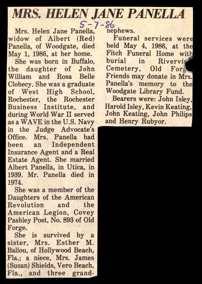 panella helen jane clohecy wife of albert panella obit may 7 1986 
