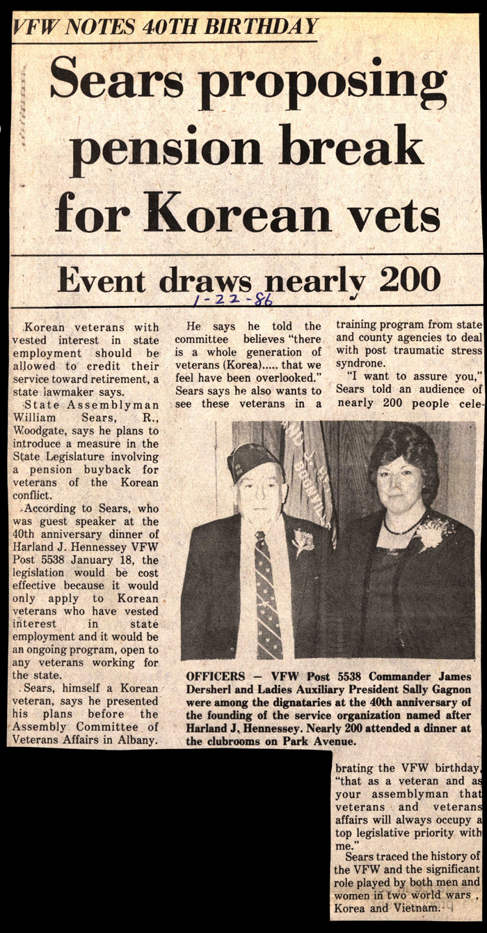 sears proposing pension break for korean veterans january 22 1986