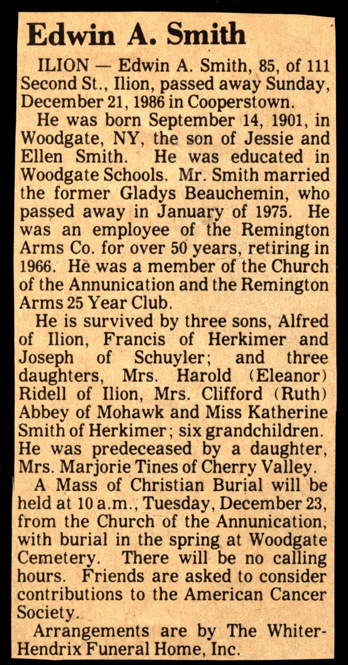 smith edwin a husband of gladys beauchemin smith obit december 21 1986