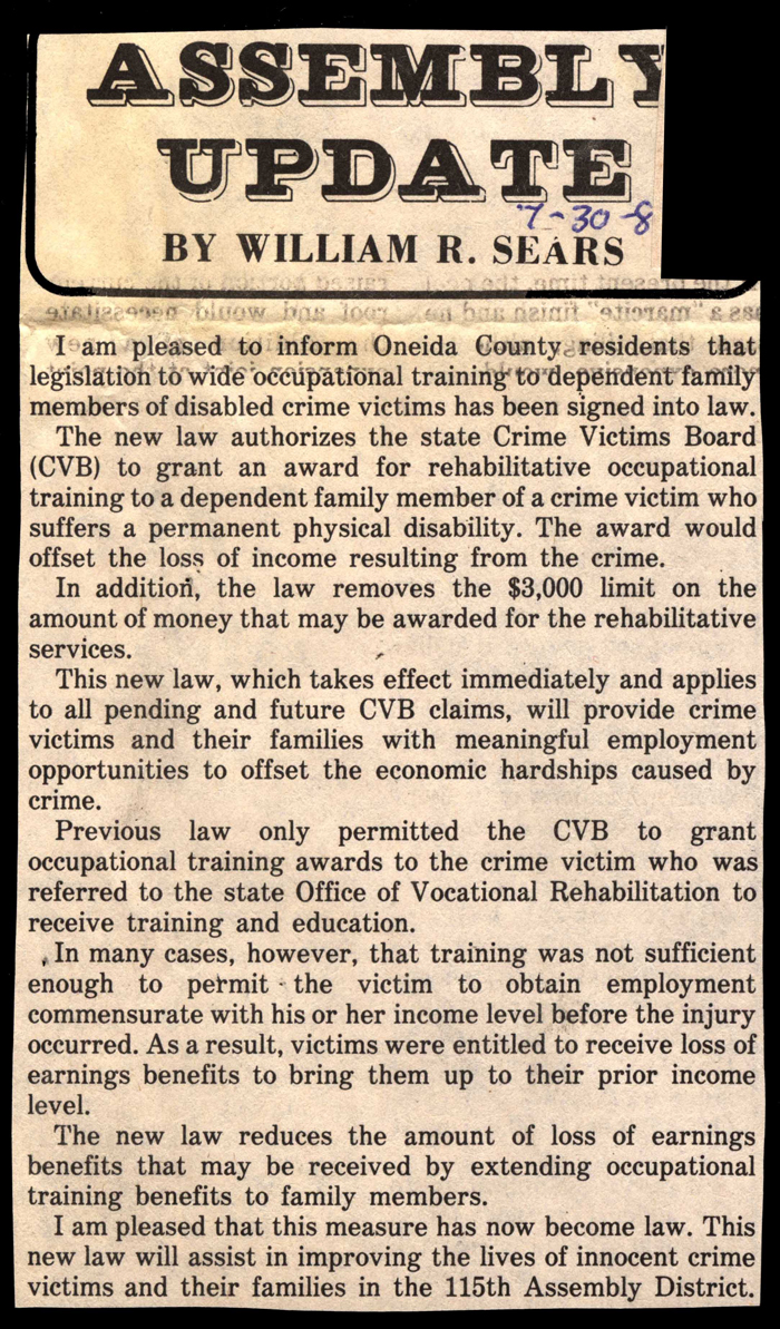 william sears assembly update july 30 1986