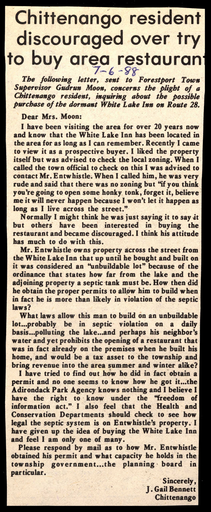 chittenango resident discouraged from buying white lake inn restaurant july 6 1988