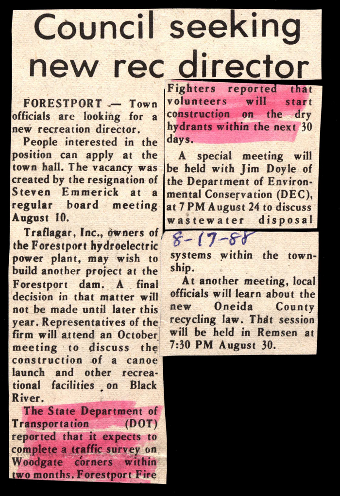 council seeking new rec director august 17 1988