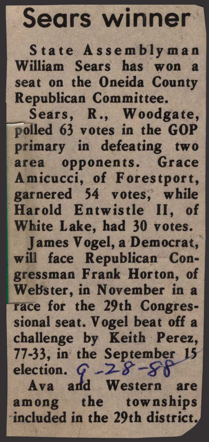 sears wins seat on oneida county republican committee september 28 1988
