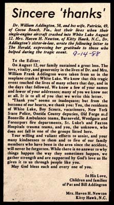 thanks from addington family to area residents september 14 1988