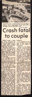 white lake plane crash fatal to couple august 17 1988