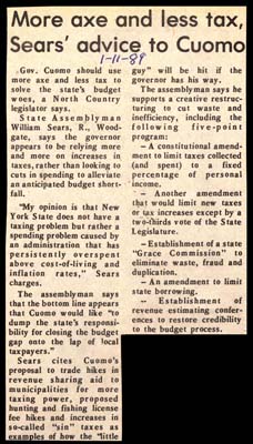 sears advice to cuomo more axe less tax january 11 1989