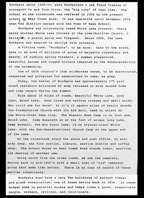 town of webb fourth grade class report of woodgate history 1989 page 3