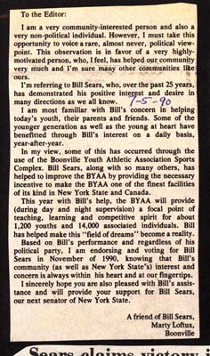 letter to editor expressing thanks to sears by marty loftus boonville july 5 1990