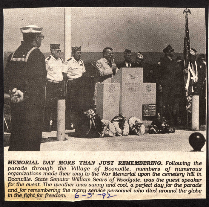 boonville memorial day service and parade june 5 1992