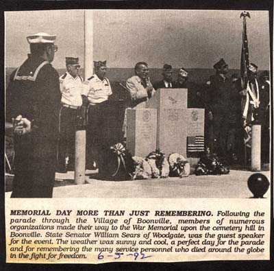 boonville memorial day service and parade june 5 1992