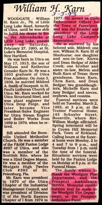 karn william h husband of mildred smith karn march 3 1993
