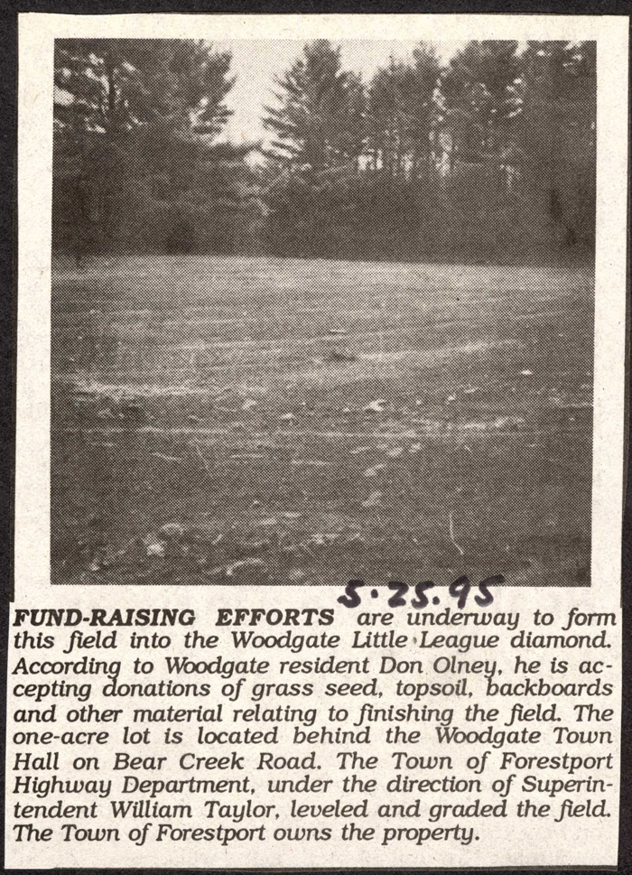 fundraising underway for woodgate little league diamond may 25 1995