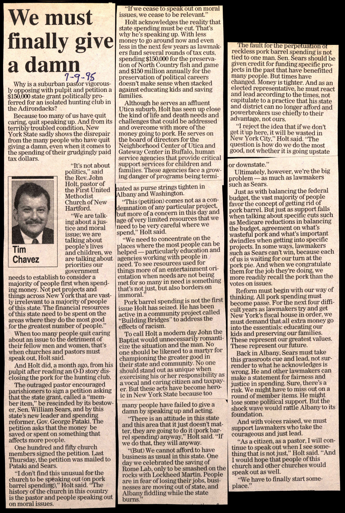 we must finally give a damn by tim chavez on pork barrel spending july 9 1995