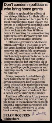 dont condemn politicians who bring home grants august 28 1995