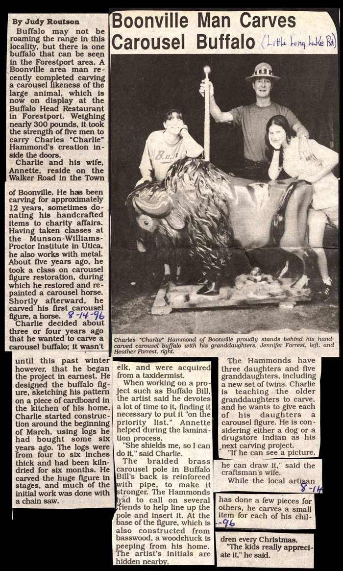 boonville man charles hammond carves carousel buffalo august 14 1996