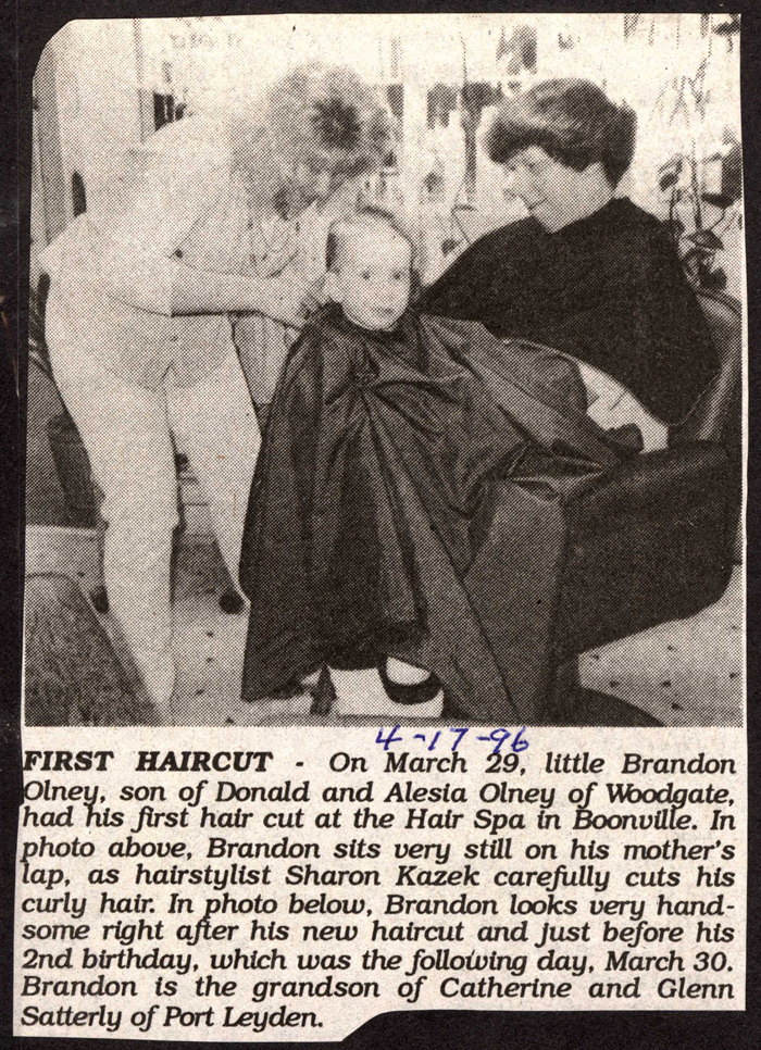 brandon olney son of donald and alesia olney celebrates 2nd birthday march 30 1996