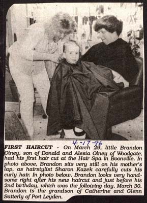 brandon olney son of donald and alesia olney celebrates 2nd birthday march 30 1996