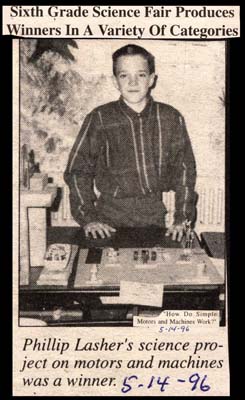 phillip lasher wins in sixth grade science fair may 14 1996