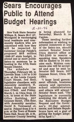 sears encourages public to attend budget hearings february 21 1996