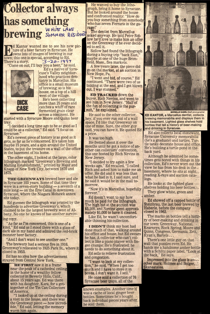 dentist and collector ed kantor always has something brewing march 20 1997