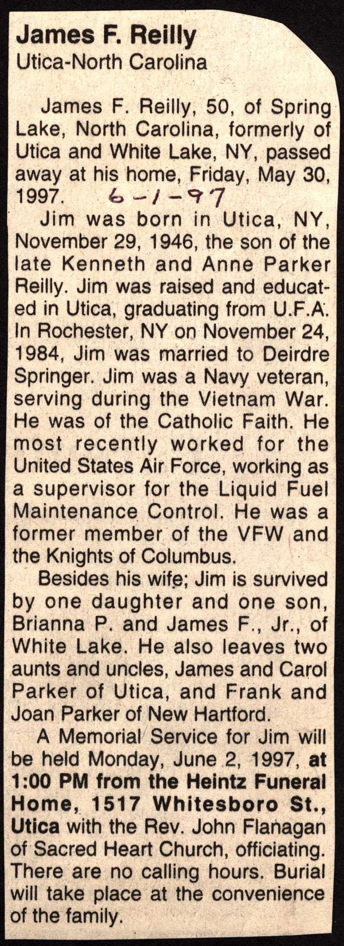 reilly james f husband of deirdre springer reilly obit may 30 1997
