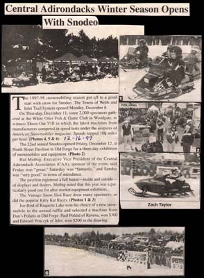 central adirondacks winter season opens with snodeo december 8 1997
