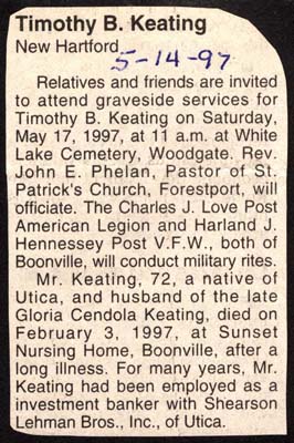 keating timothy b husband of gloria cendola keating obit may 17 1997