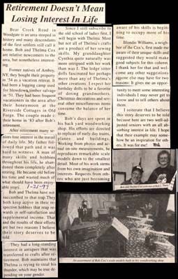 retirement doesn't mean losing interest in life bob and thelma cox january 21 1997