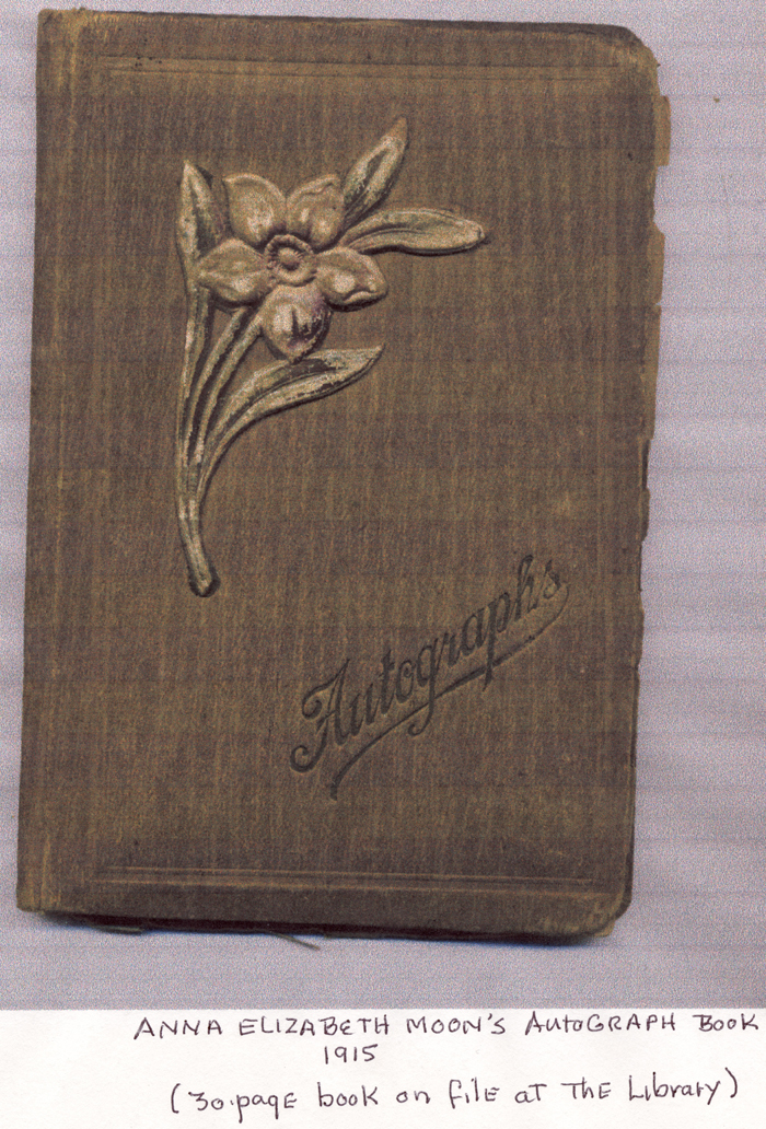 anna elizabeth moons autograph book 1915